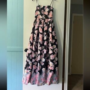 B Darlin Black and Pink Floral Gown